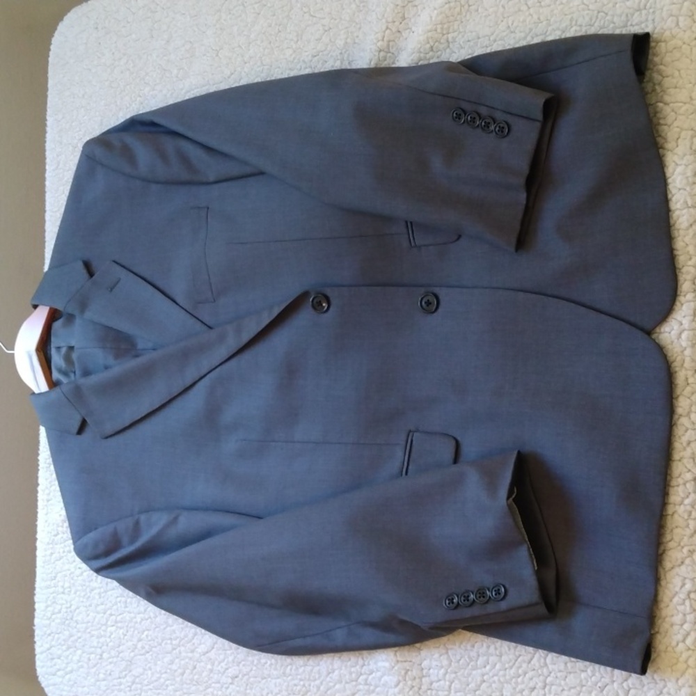 Calvin Klein Solid Mid Gray Worsted Wool Suit 44r - image 1